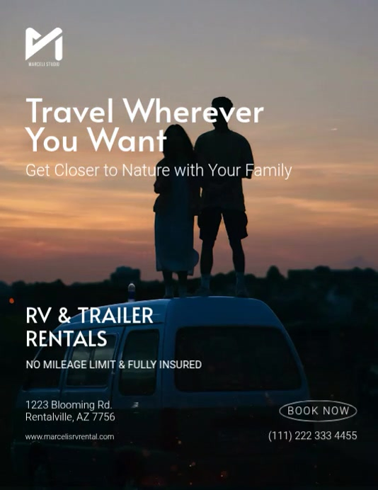 Poster Design For Rv Rental Black Rv Rentals Flyers Template | PosterMyWall