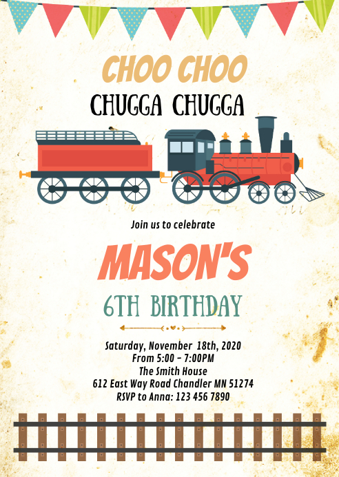 Train birthday party invitation Template | PosterMyWall Train birthday party invitation Template | PosterMyWall