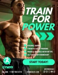 Train for Power Gym Promotion Flyer Template Instagram Portrait Post