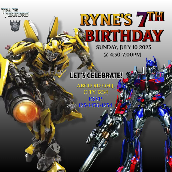 Transformer Birthday Invitation Template | PosterMyWall