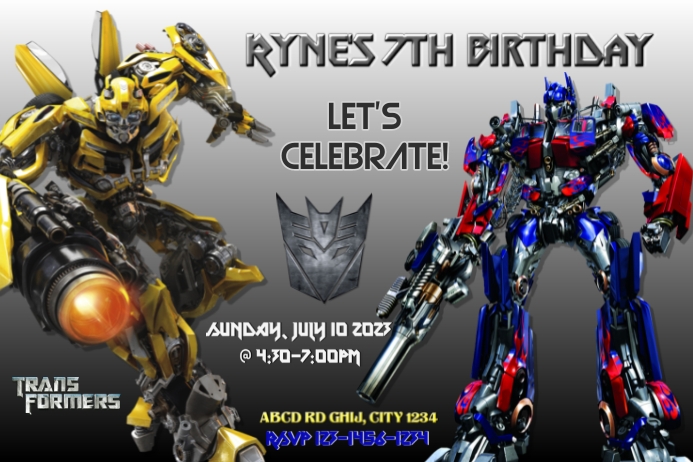 Plantilla de Transformer Birthday Invitation | PosterMyWall