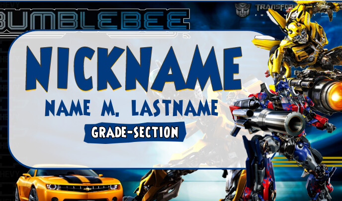 Transformer Name Tag Template | PosterMyWall