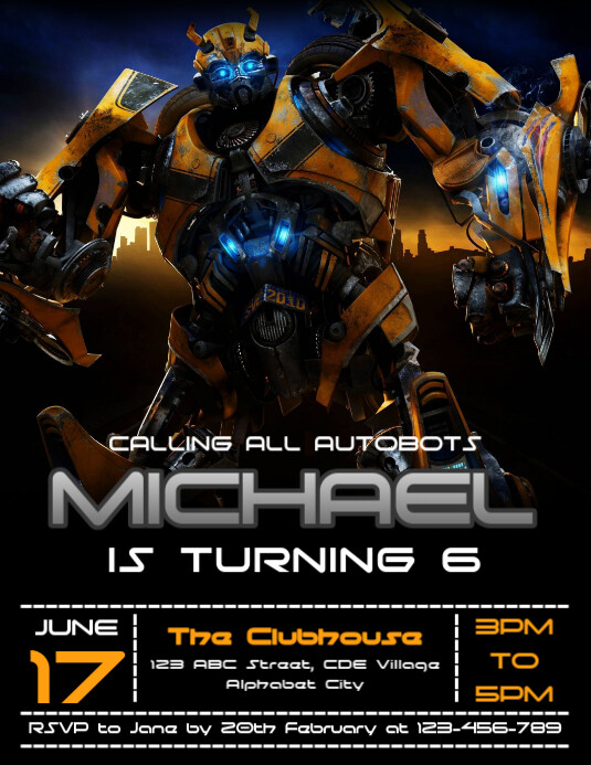 Transformers Birthday Invitation Template | PosterMyWall
