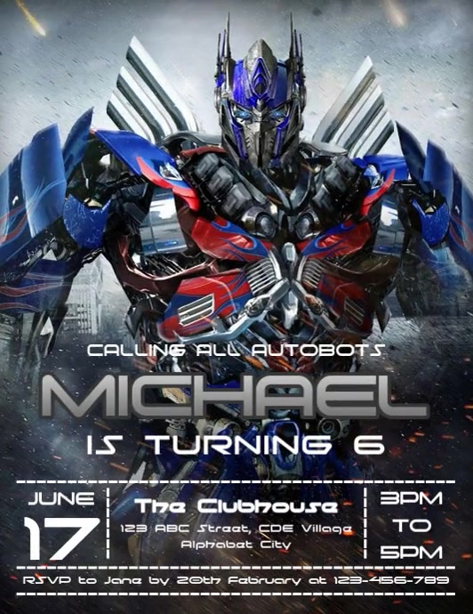 Transformers Birthday Invitation Template | PosterMyWall