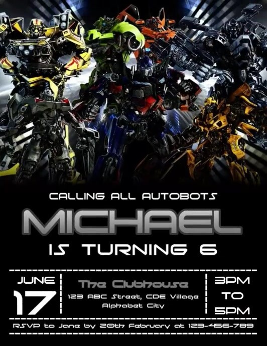 Transformers Birthday Invitation Template | PosterMyWall