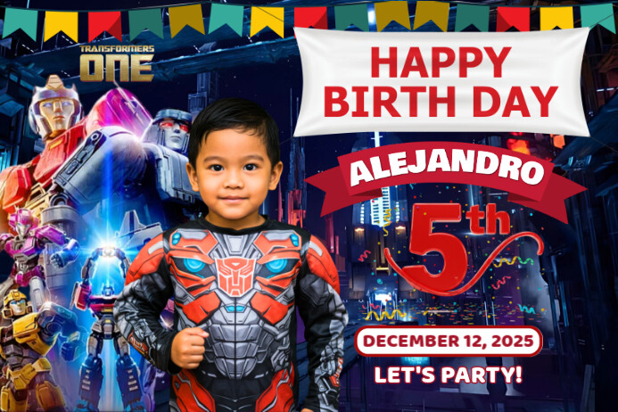 Transformer Tenplate Transformers Birthday Template | PosterMyWall
