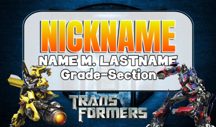 Transformers Nametag Design Template | PosterMyWall