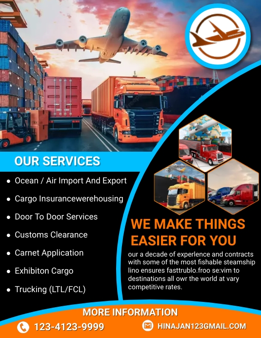 transport flyer, logistics flyer, cargo truck Template | PosterMyWall