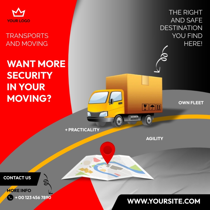 Transports and moving logistic instagram template
