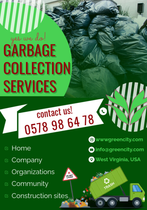 TRASH GARBAGE COLLECTION POSTER Template | PosterMyWall