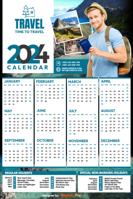 Modèle Affiche Du Calendrier de Voyage 2023 de