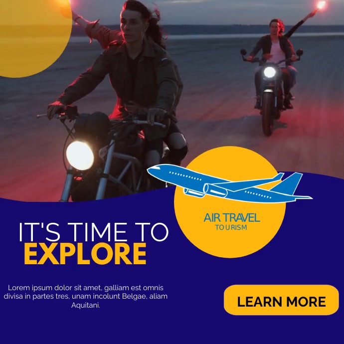 travel advertisement blue and yellow orange c Template | PosterMyWall