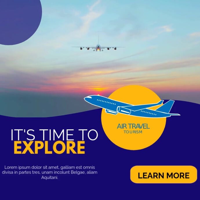 Copy of travel advertisement blue and yellow orange | PosterMyWall