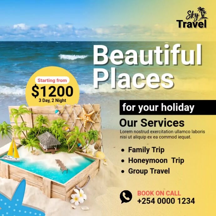 Travel Agency Ad Instagram Post template
