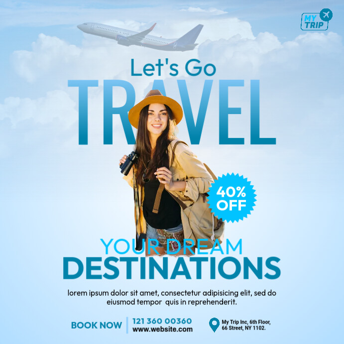 Travel Agency Ad Template Instagram-bericht