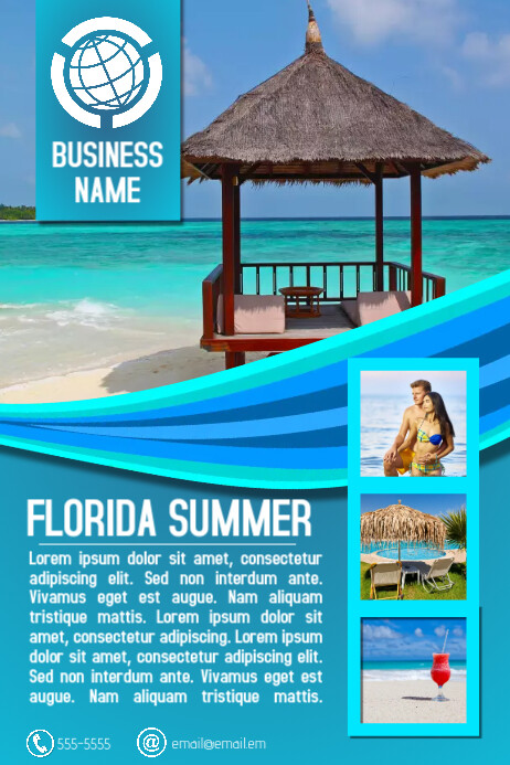 Travel Agency Or Tourism Destination Flyer Template Aqua Blue Postermywall
