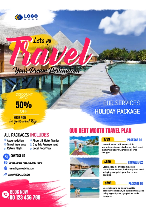 Travel Agency Promo Poster A4 template