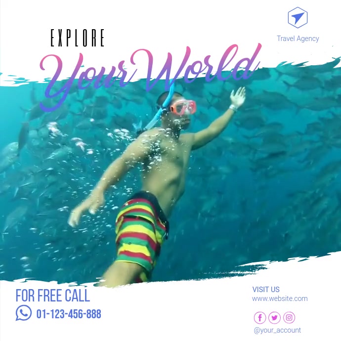 Travel Agency Video, Instagram Travel Post De template