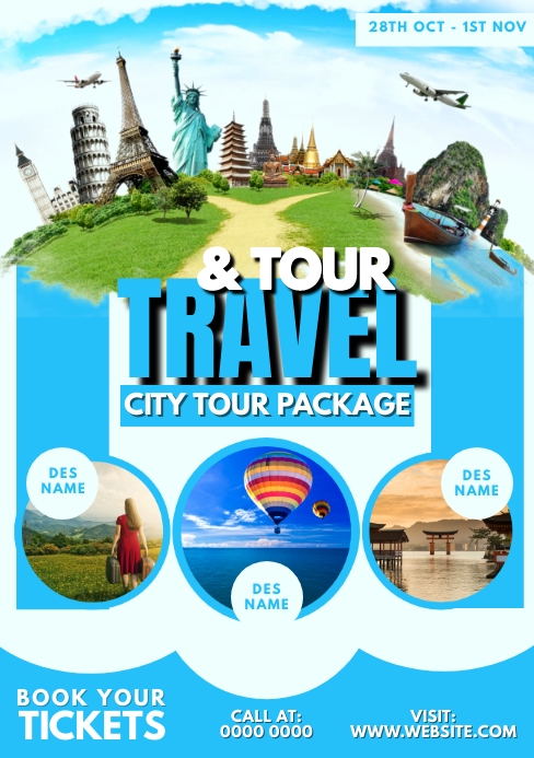 Travel and tour package poster flyer banner A Template | PosterMyWall
