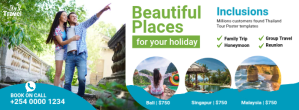 白色 Travel Promotion Portada de Facebook Template