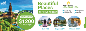 สีขาว Travel Promotion Portada de Facebook Template