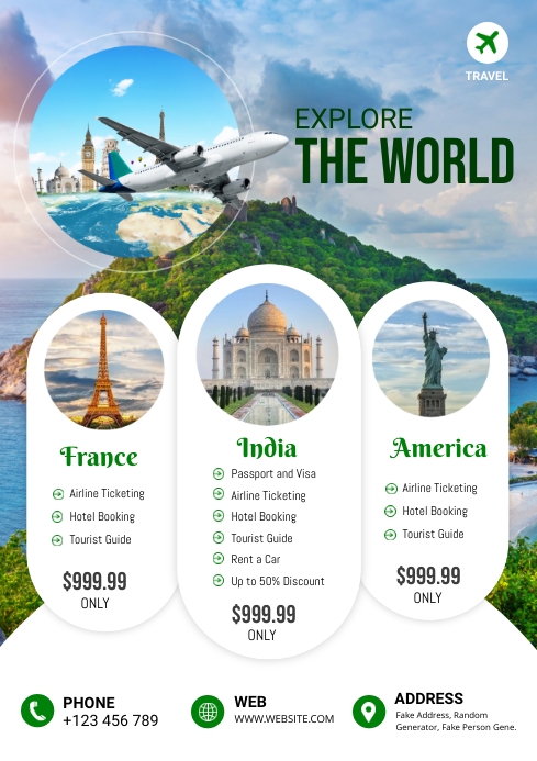 Travel flyer A4 template