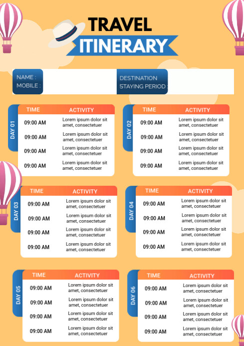 Copy of Travel Itinerary PosterMyWall Copy of Travel Itinerary PosterMyWall