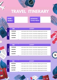 Travel Itinerary A6 template