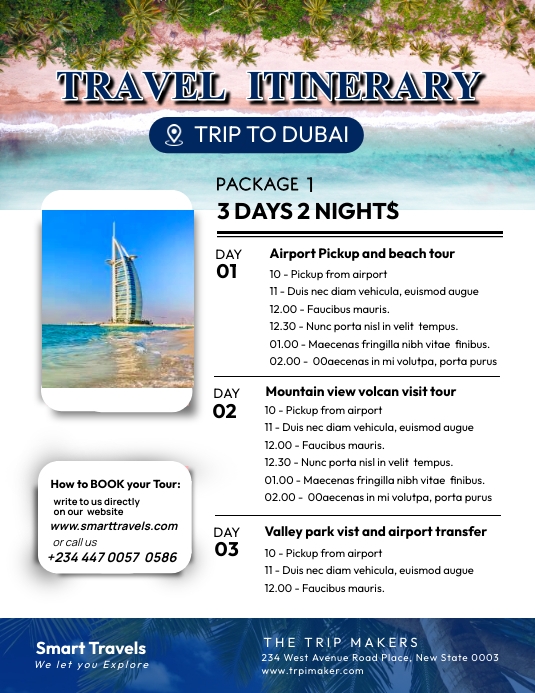 Copy of Travel itinerary flyer design template | PosterMyWall