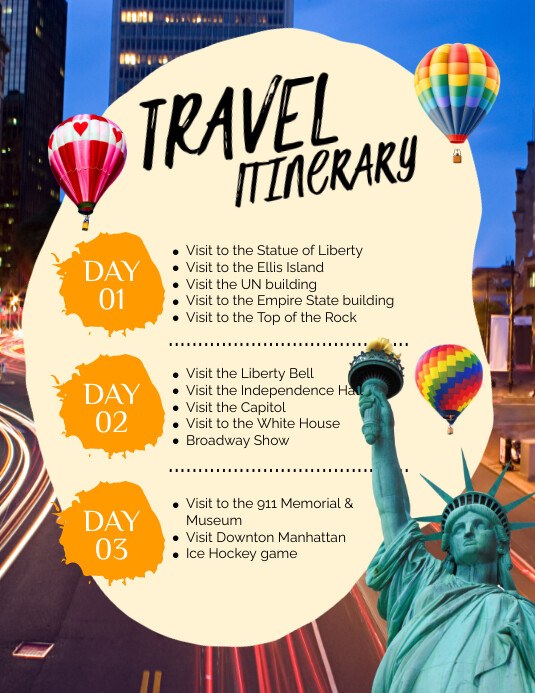 Travel Itinerary Flyer Template | PosterMyWall
