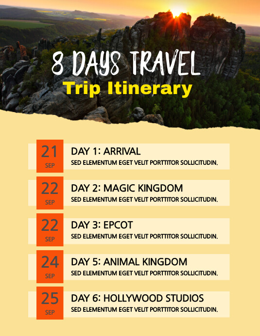 Travel Itinerary Flyer Template | PosterMyWall