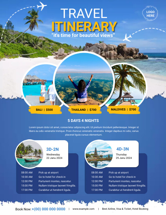Travel Itinerary Flyer Template | PosterMyWall