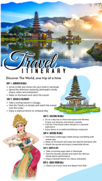 Travel Itinerary In Bali, Indonesia Affichage numérique (9:16) template