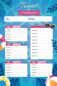 travel itinerary template Poster