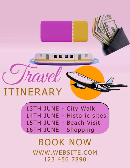 TRAVEL ITINERARY TEMPLATE | PosterMyWall