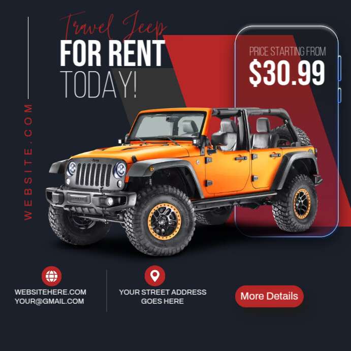 Lorry Rent Advertisements Travel Jeep For Rent Ads Template | PosterMyWall