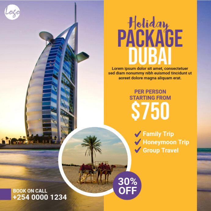 Travel Package Social Media Post Template | PosterMyWall