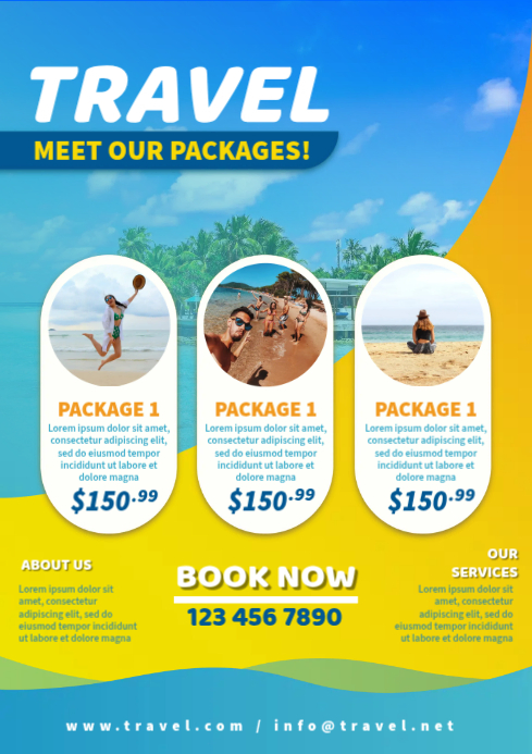 Travel Packages Promotion A4 Template | PosterMyWall