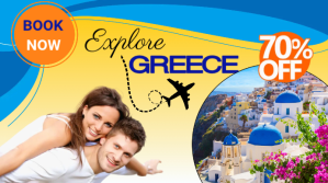 Blå Travel to Greece Digitalt display Template