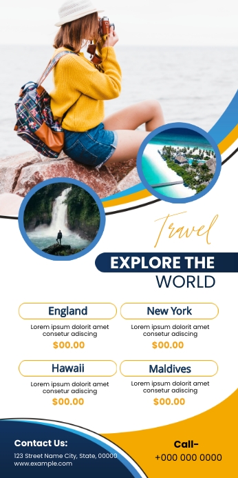 Travel Rollup Banner Rollbanner 3 stopy × 6 stóp template