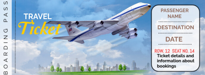 Travel Ticket Facebook Cover Photo Zdjęcie w tle na Facebooka template