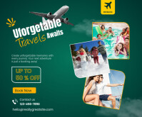 Travel vacation poster Mellemstort rektangel template