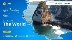 Travel Video Poster Banner Template Digitalt display (16:9)