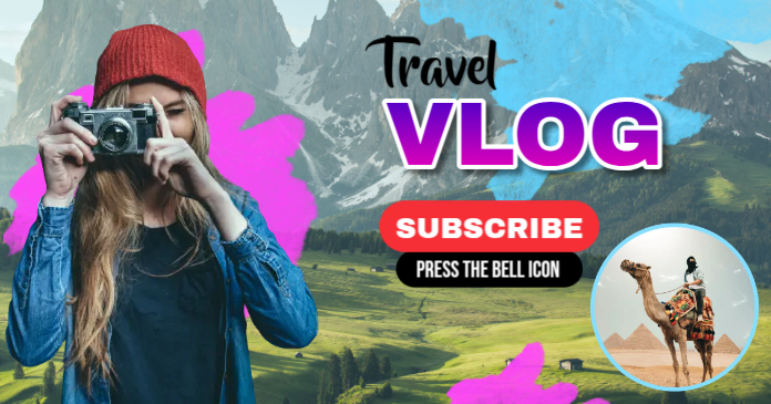 Travel Vlog Subscribe Thumbnail Facebook Shared Image template