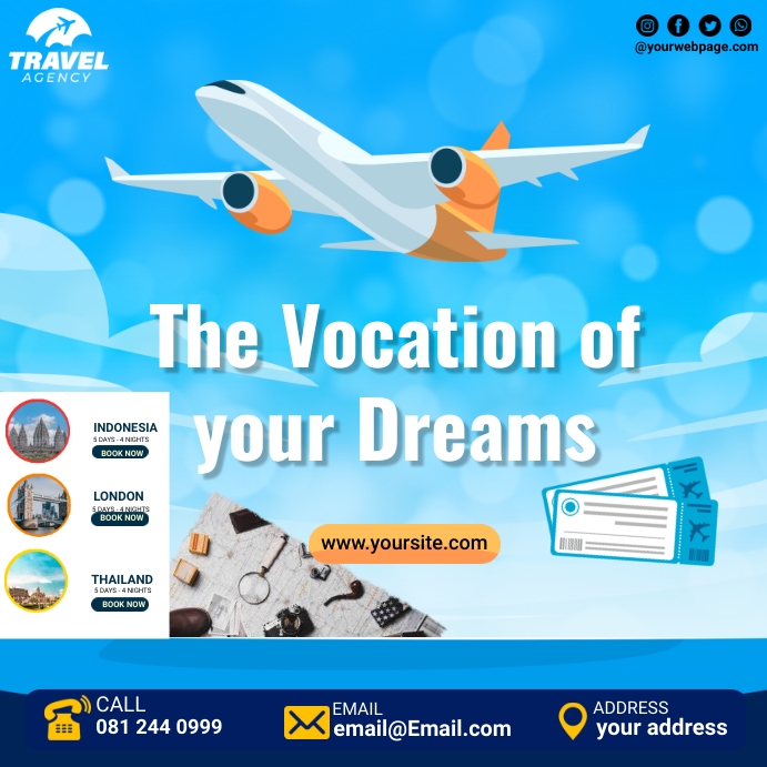 Travel Vocation Your Dreams Template | PosterMyWall