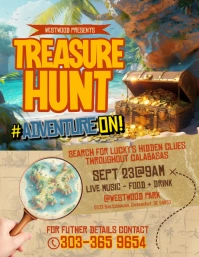 Treasure Hunt Flyer Volante (Carta US) template