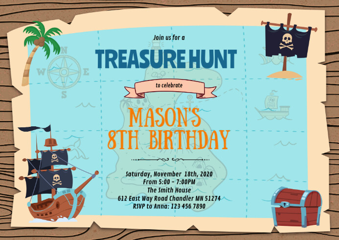 Modele Invitation D Anniversaire Pirate Chasse Au Tresor Postermywall Modele Invitation D Anniversaire Pirate Chasse Au Tresor Postermywall
