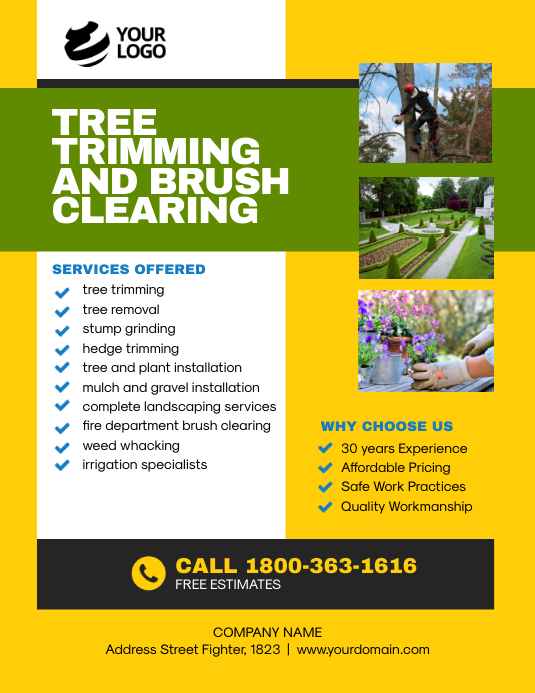 Copy of tree Trimming and brush clearing flyer PosterMyWall