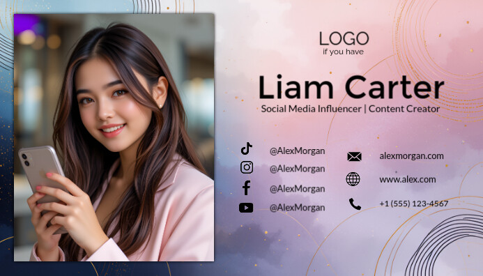 Trendy Influencer Business Card - Modern & Minimalist Design template
