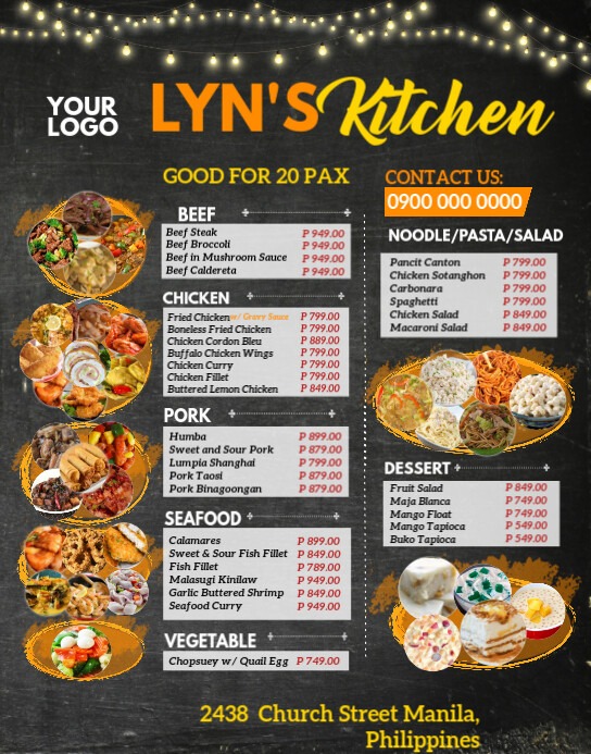 Copy of Tres Kitchen Long Menu List | PosterMyWall